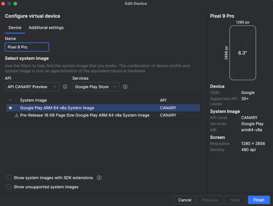 הגדרת קובץ האימג' של מערכת ה-AVD עבור מכשיר מארח הטלפון.