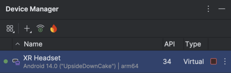 Android Studio 裝置管理員畫面