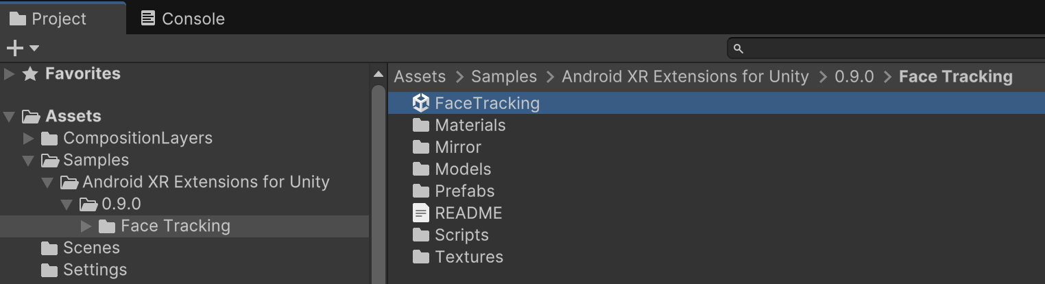 Ouvrir la scène "Face Tracking" (Suivi du visage)