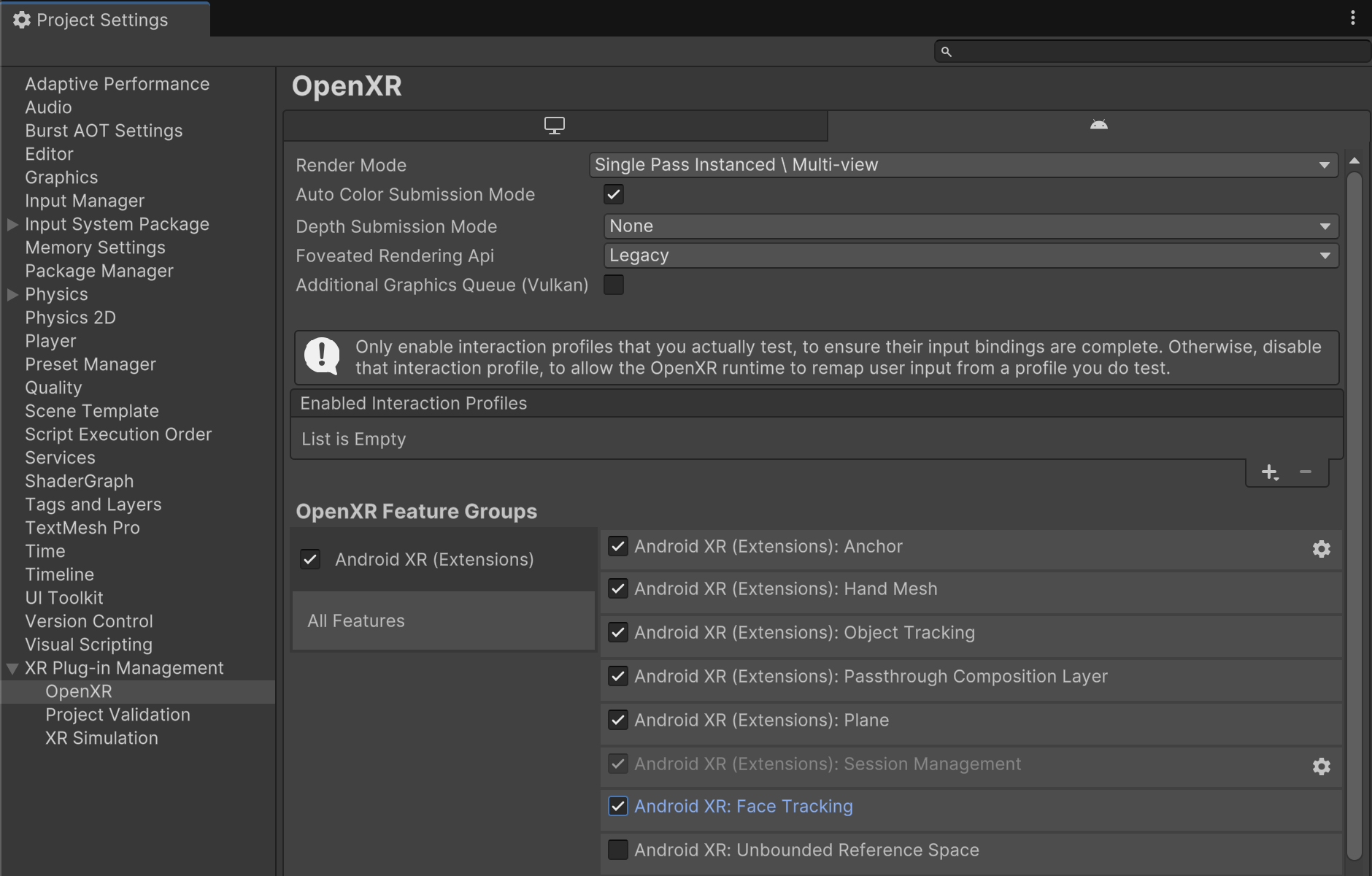 啟用 Android XR:臉部追蹤