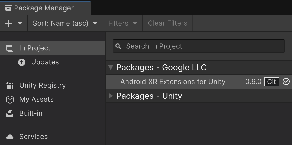Exemple de paramètres du gestionnaire de packages