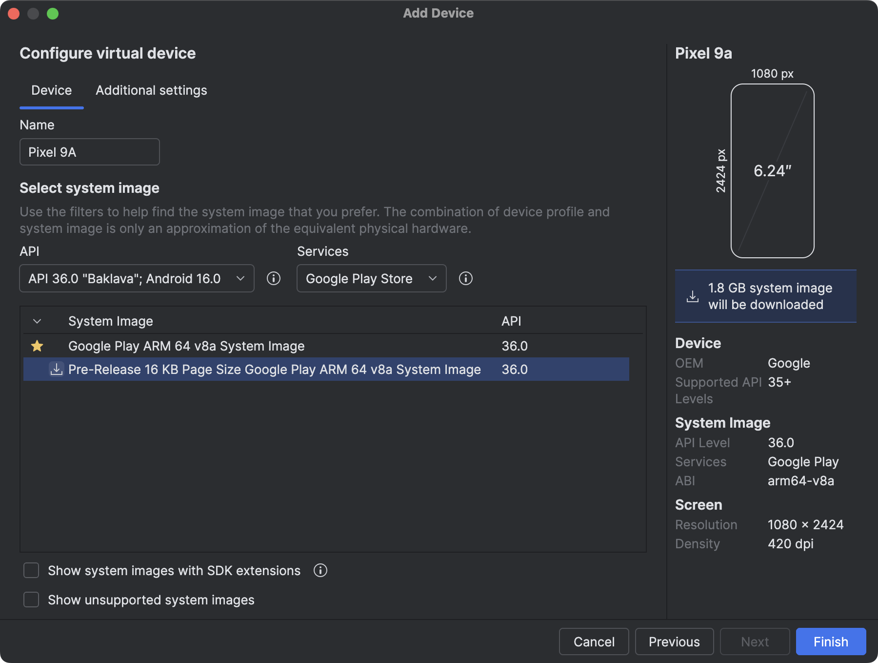 16 KB emülatör görüntüsünü Diğer Görüntüler sekmesinde bulma