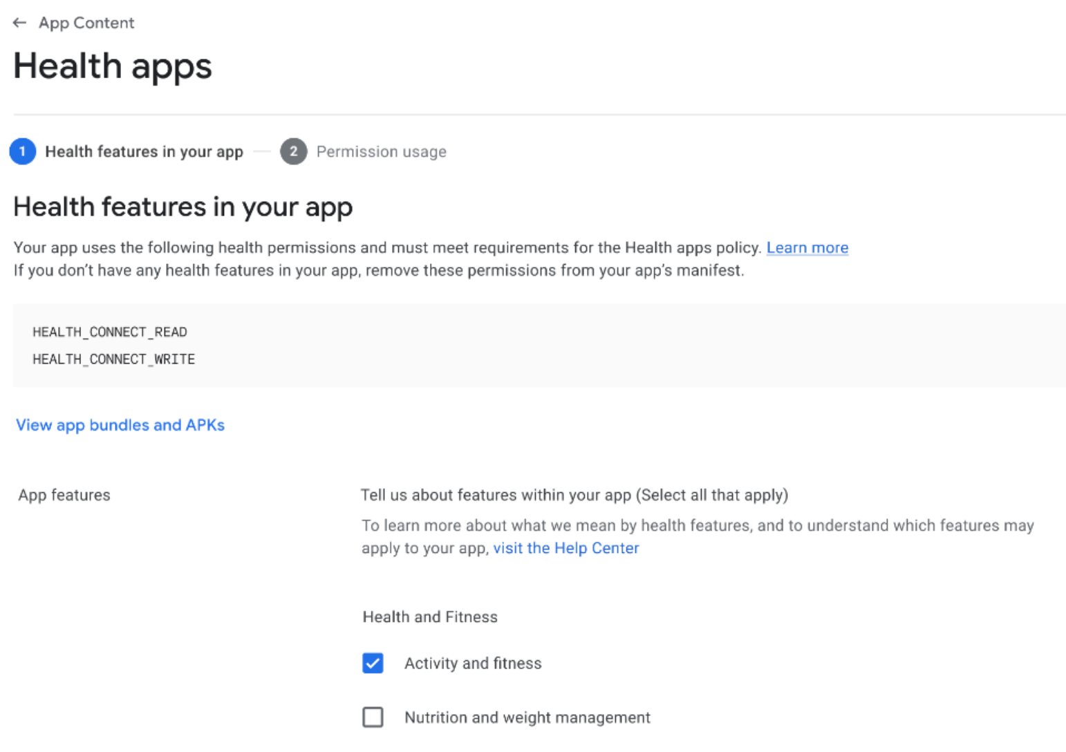 ช่องทำเครื่องหมายจะปรากฏข้างฟีเจอร์ด้านสุขภาพแต่ละรายการ
