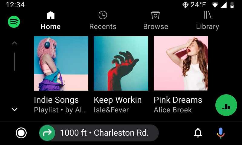 Konten root yang ditampilkan sebagai tab navigasi
