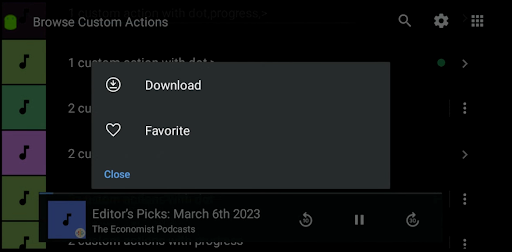 Custom browse action overflow