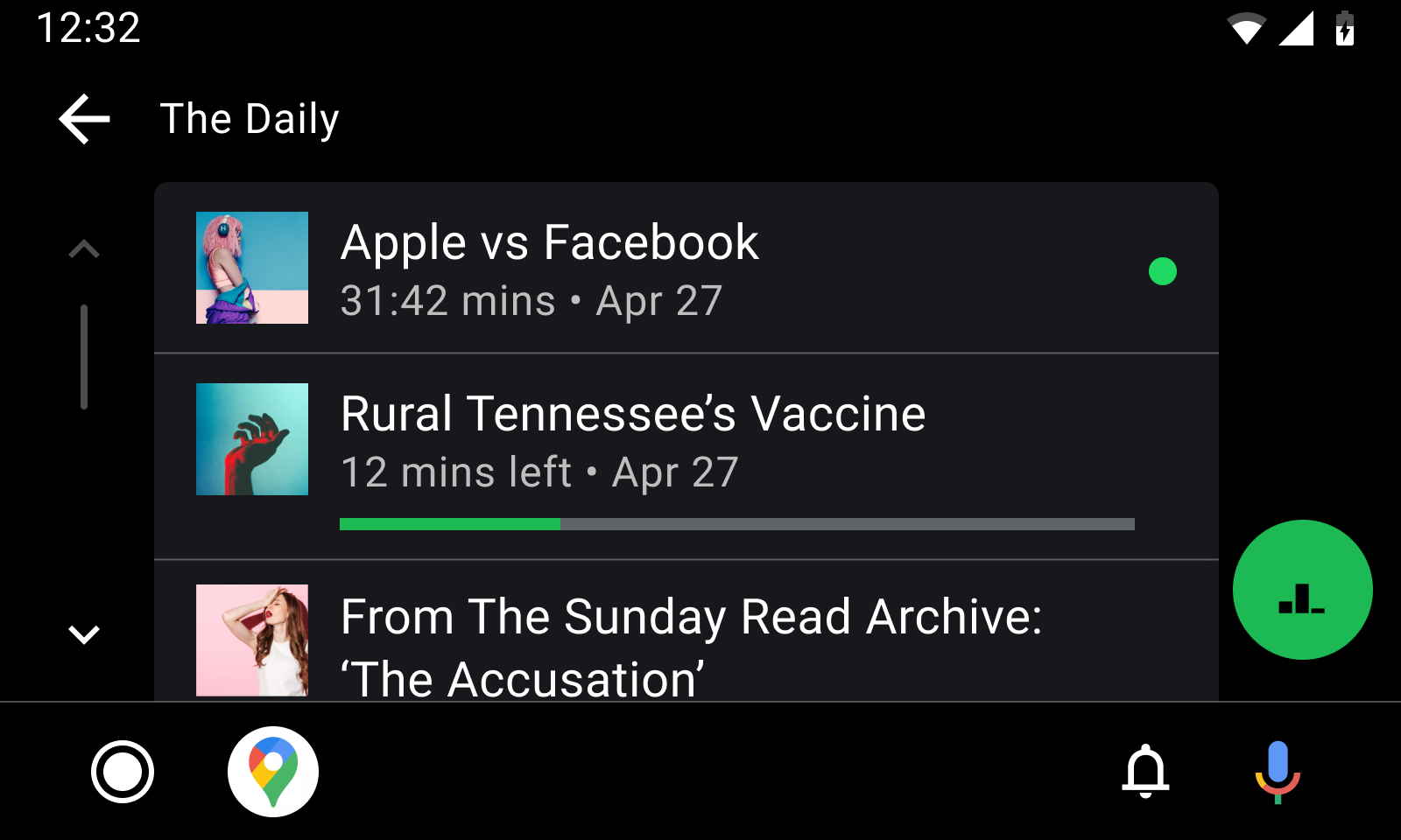 Vue Navigation pour le contenu non lu.