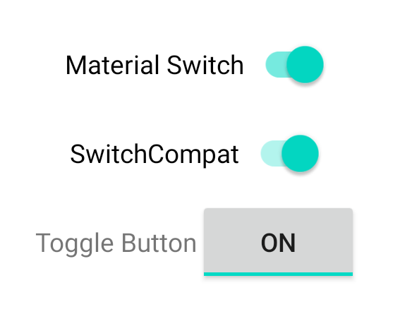 کنترلهای SwitchMaterial، SwitchCompat و AppCompatToggleButton