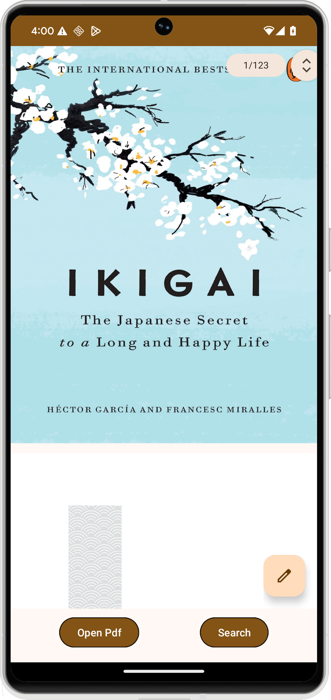 Document PDF affiché dans une application Android à l'aide de PdfViewerFragment.