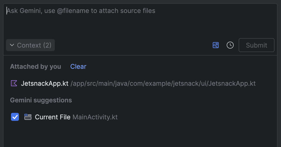 Files attached manually and suggested by Gemini