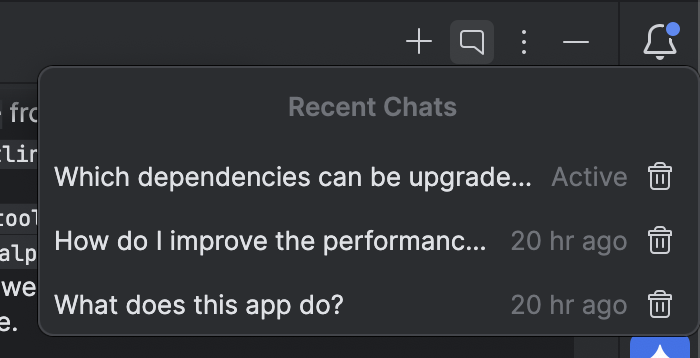 最近的對話主題清單。