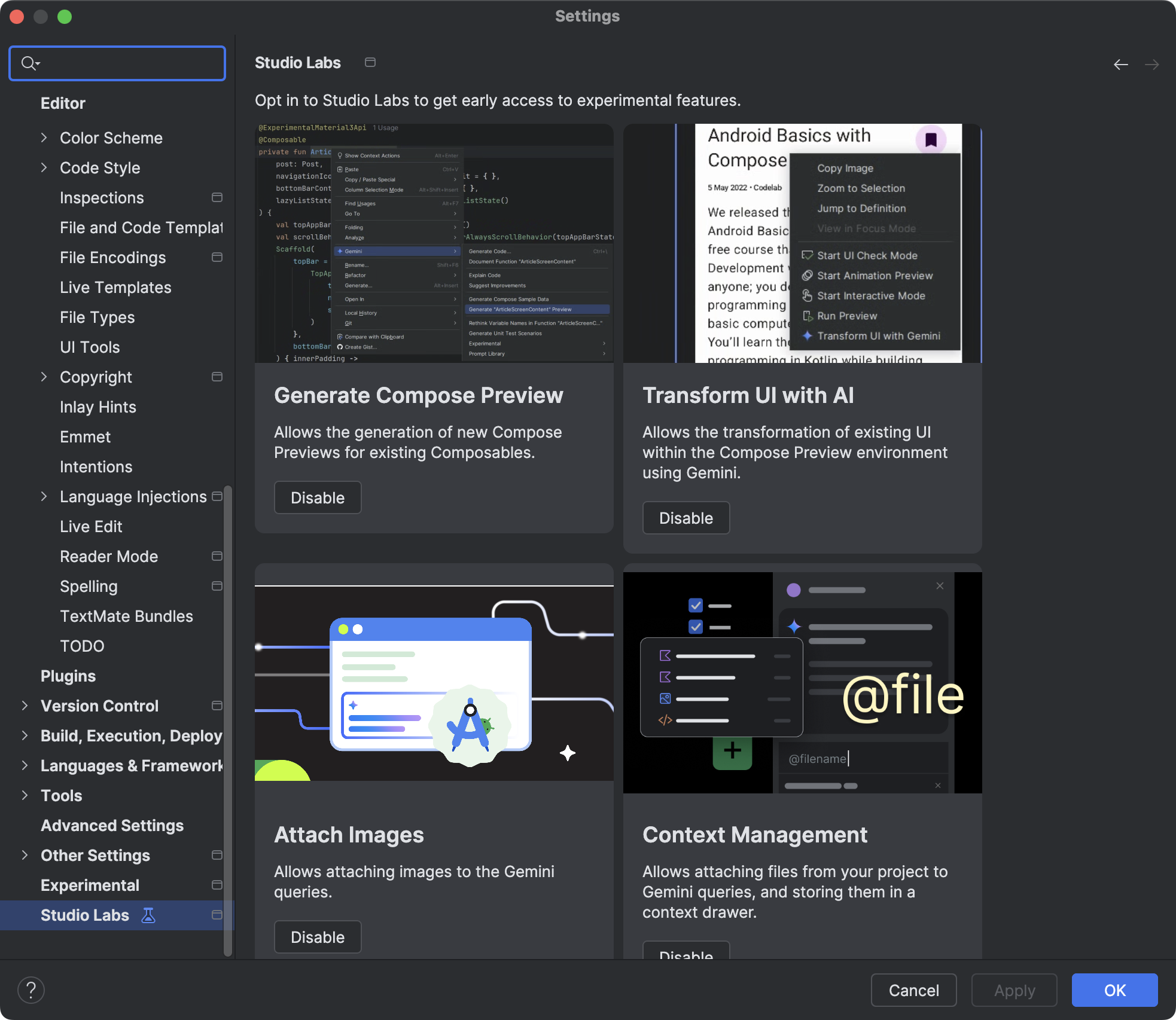 Funzionalità di AI in Studio Labs