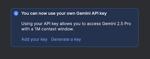 Adicione sua própria chave de API para aumentar a janela de contexto.