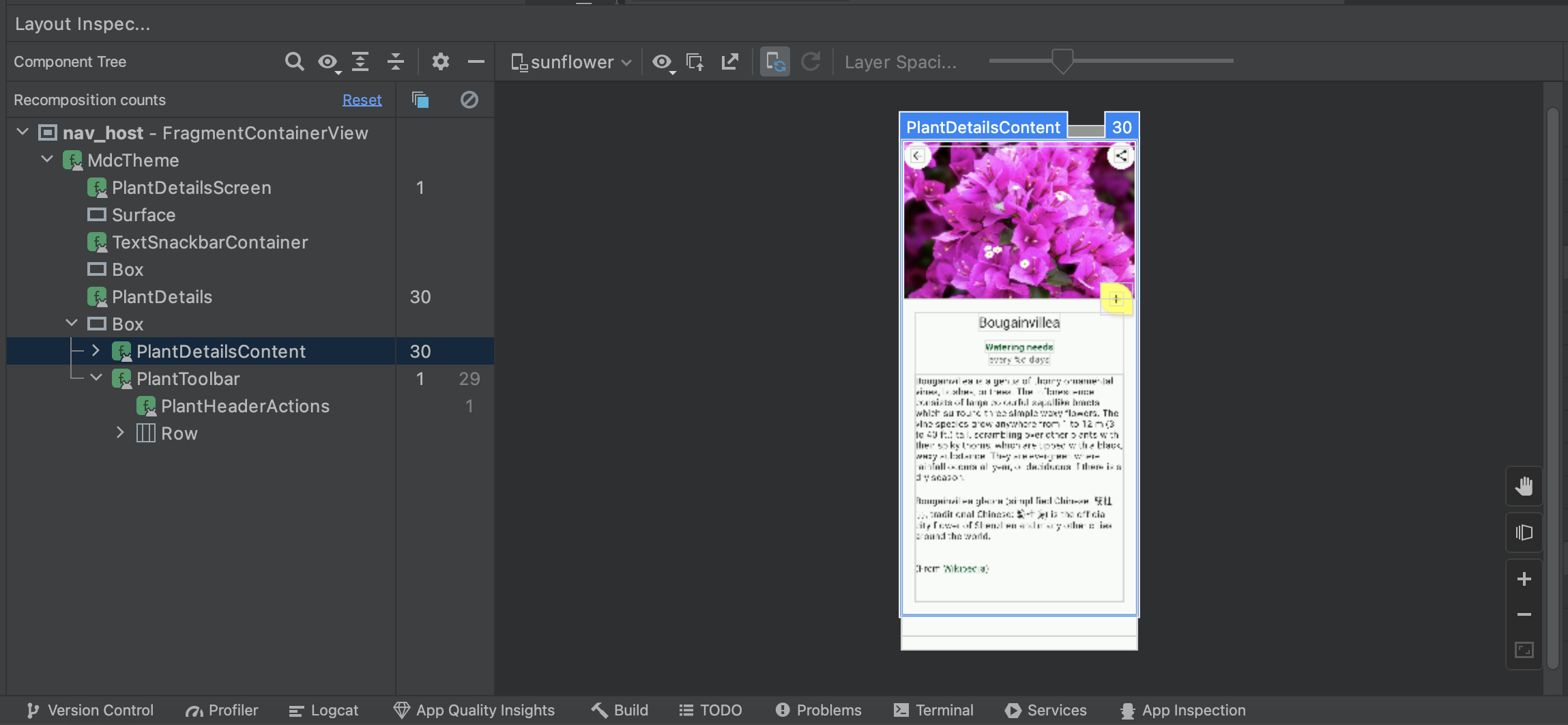 लेआउट इंस्पेक्टर में नया कंपोज़िशन और स्किप काउंटर