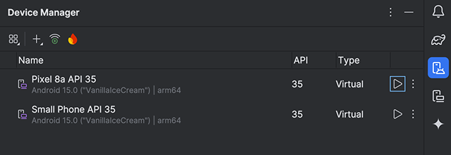 דוגמה לממשק המשתמש של Device Manager