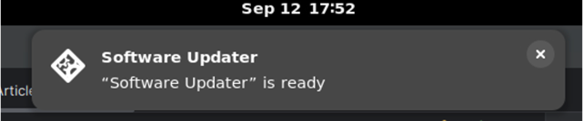 Contoh notifikasi pengupdate software Linux