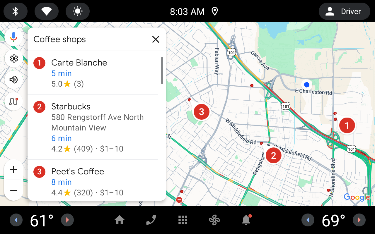 Search
results are shown on screen