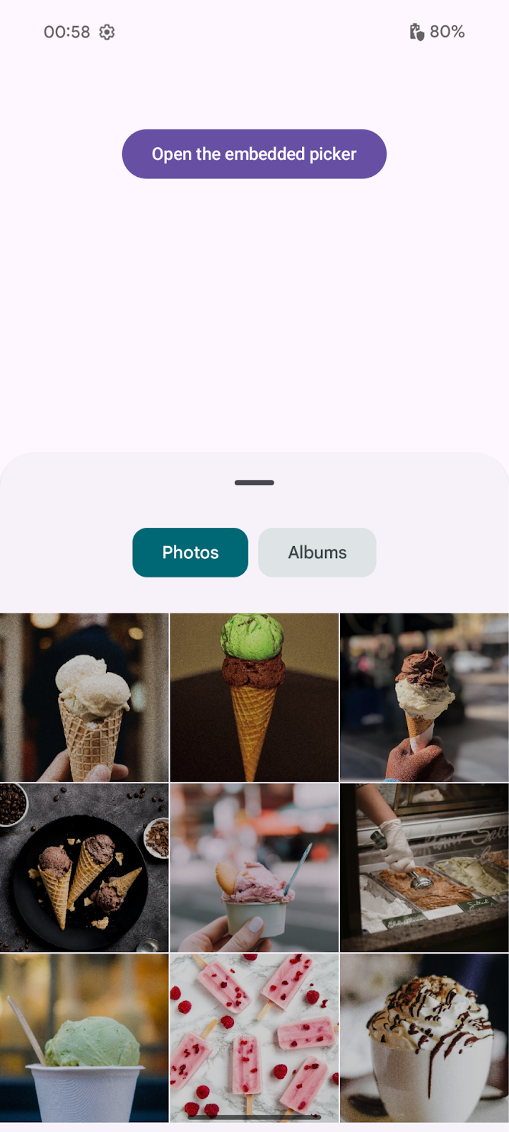 Capture d&#39;écran du sélecteur de photos