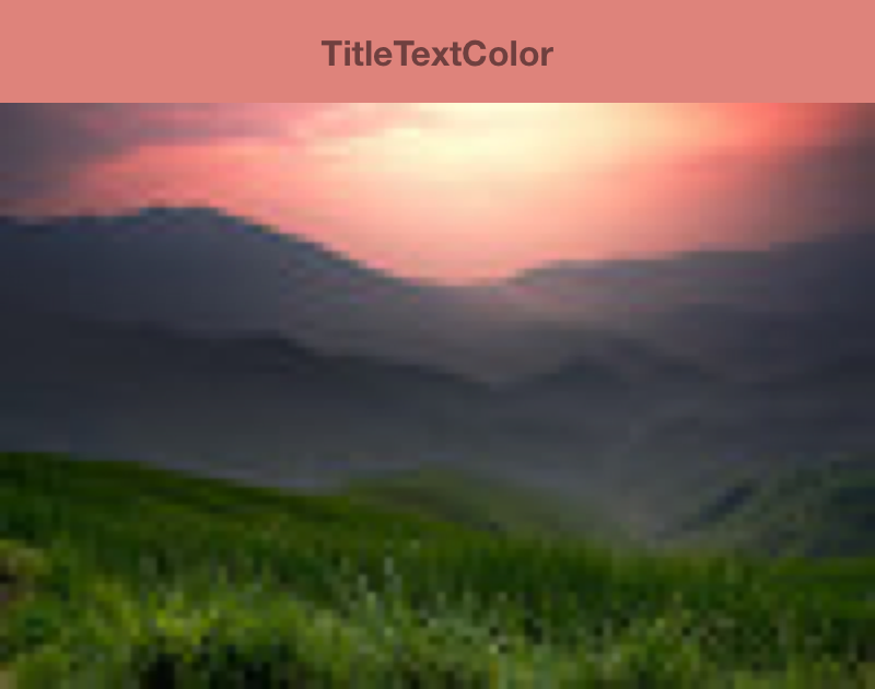 صورة تعرض غروب الشمس وشريط أدوات يحتوي على TitleTextColor