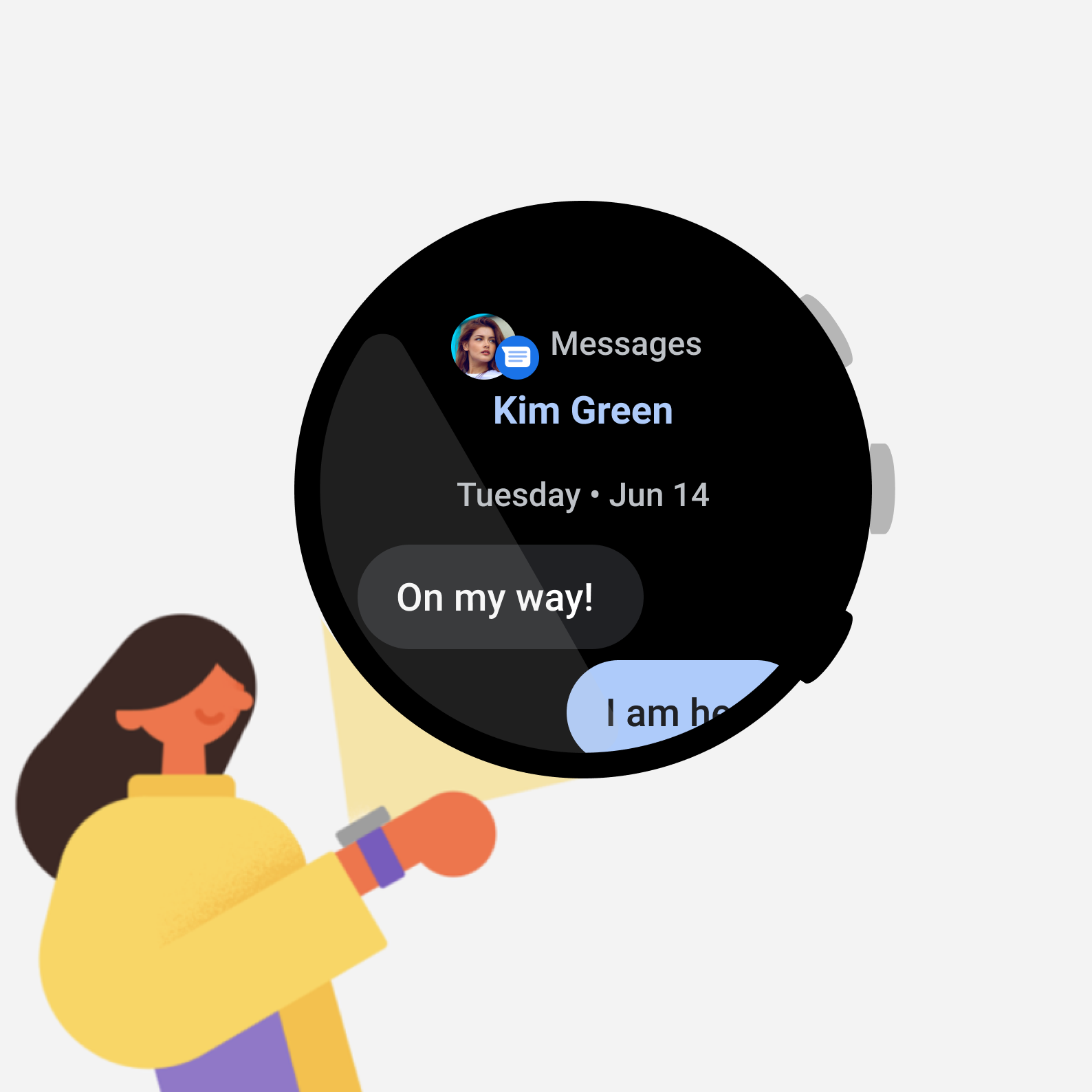 Beispiel für eine Multifunktionsschaltfläche in einer Messaging-App