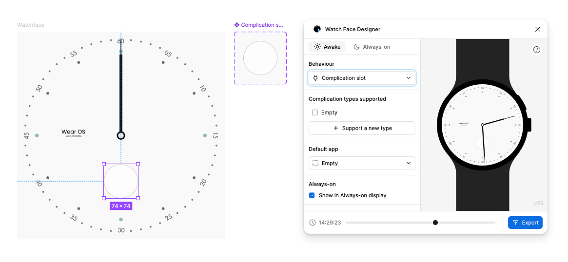 विंडो के सबसे ऊपर बाएं कोने के पास, व्यवहार का ड्रॉपडाउन दिखता है