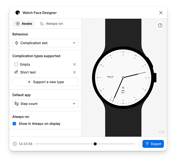 „Standard-App“ und „Immer aktiv“ werden beide unten links angezeigt.