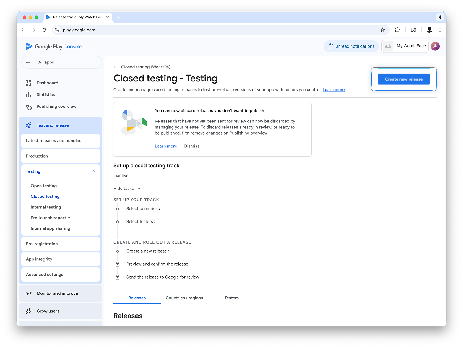 Die Schaltfläche wird auch oben rechts auf dem Bildschirm angezeigt.