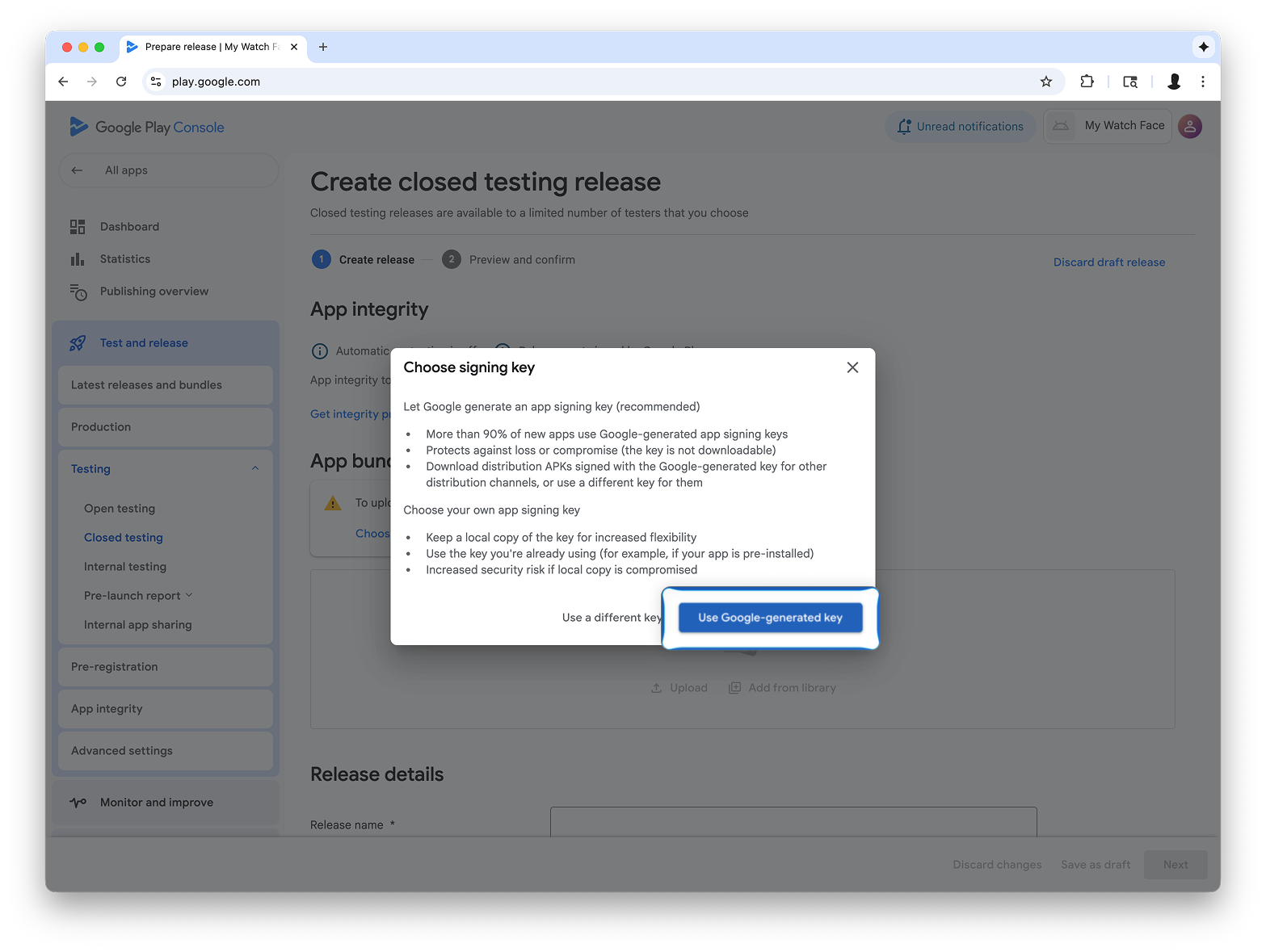 Il pulsante si trova a destra