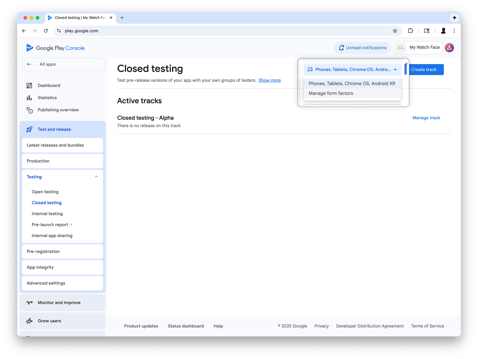 Manage form factors is the 2nd option in the menu