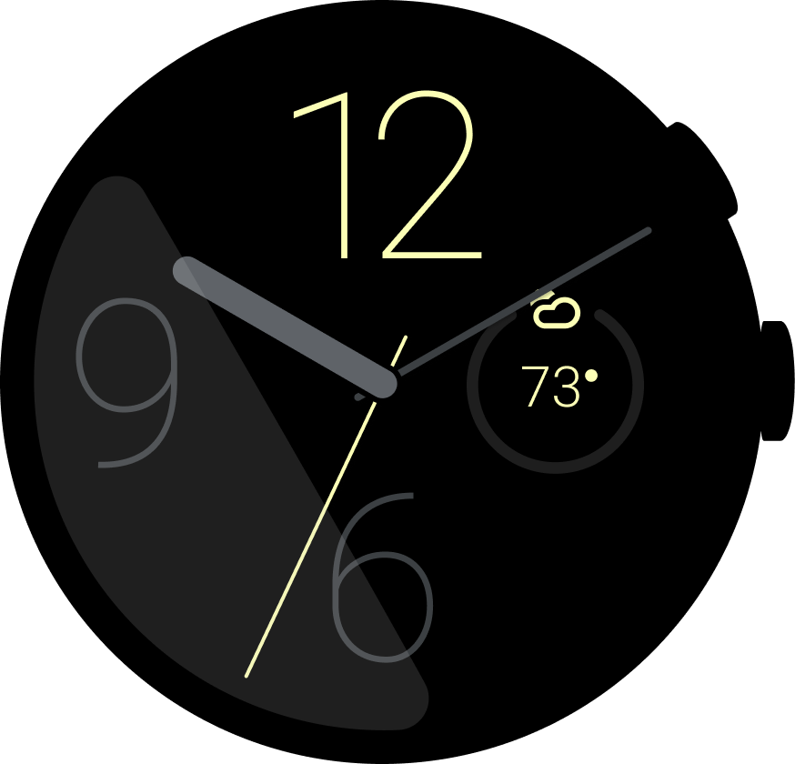 顯示天氣小工具的 Wear OS 錶面。