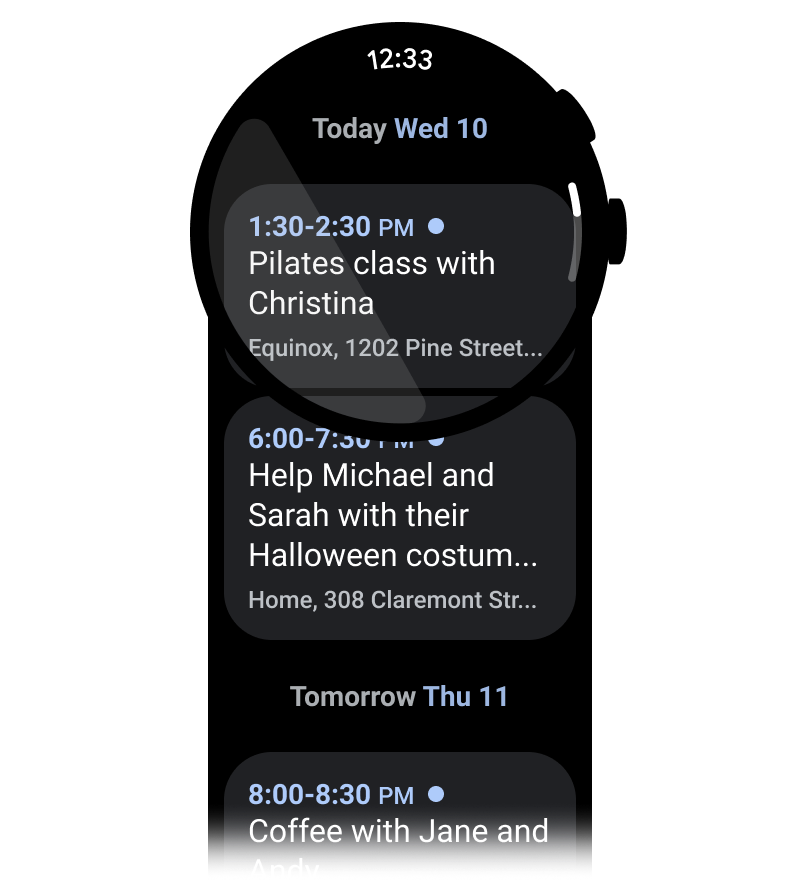 बटन कॉलम लेआउट का उदाहरण