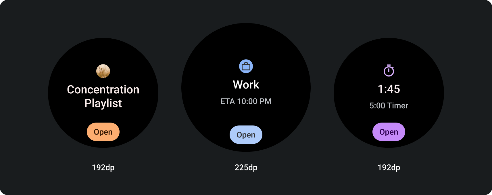 Setiap kartu menyertakan tombol pesan ajakan (CTA) di bagian bawah, yang memungkinkan pengguna membuka aplikasi