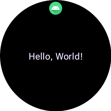 Um bloco do Wear OS criado com o Material 3, mostrando o texto &quot;Hello World&quot;.